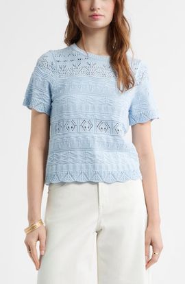 Treasure & Bond Treasure & Bond Pointelle Cotton Crewneck Sweater
