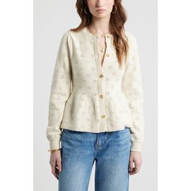 Treasure & Bond Treasure & Bond Pointelle Peplum Cardigan