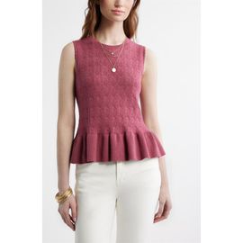 Treasure & Bond Treasure & Bond Pointelle Peplum Sleeveless Sweater