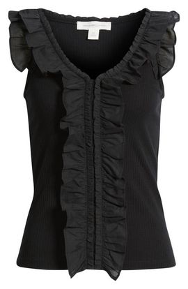 Treasure & Bond Treasure & Bond Ruffle Trim Cotton Blend Tank