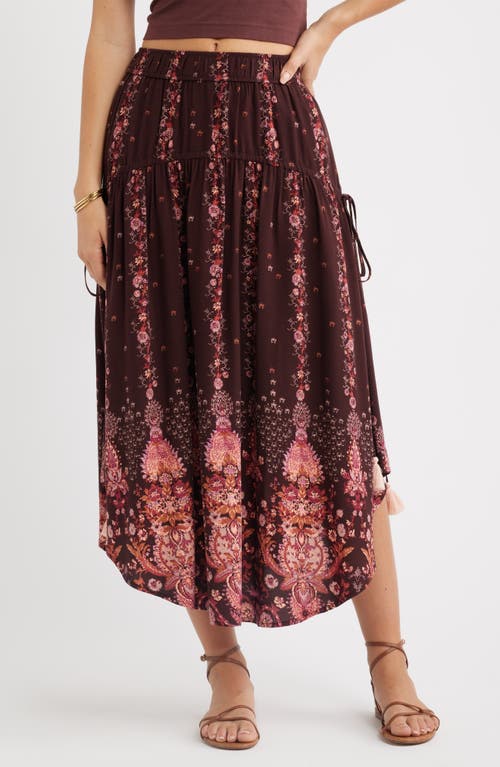 Treasure & Bond Treasure & Bond Scarf Print Drop Waist Midi Skirt