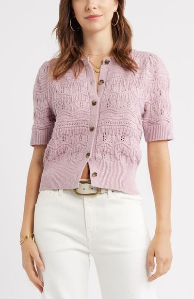 Treasure & Bond Treasure & Bond Short Sleeve Pointelle Cardigan