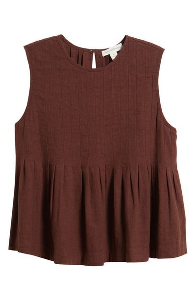 Treasure & Bond Treasure & Bond Sleeveless Pleated Linen Blend Top