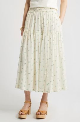 Treasure & Bond Treasure & Bond Smocked Waist Cotton Maxi Skirt