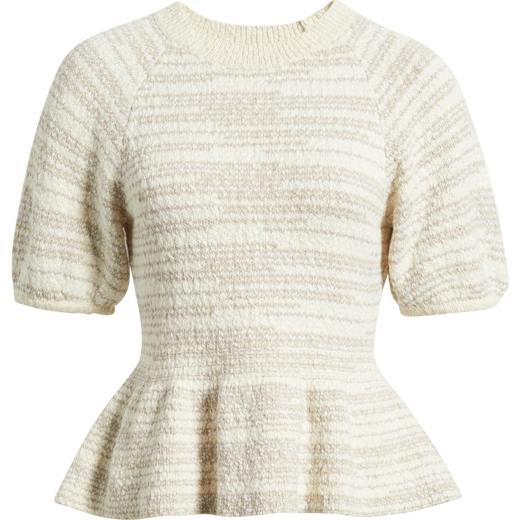 Treasure & Bond Treasure & Bond Space Dye Puff Sleeve Cotton Peplum Sweater