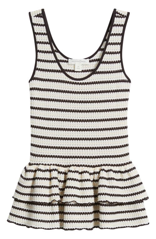 Treasure & Bond Treasure & Bond Stripe Crochet Tiered Peplum Tank