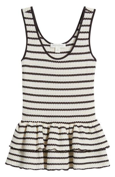 Treasure & Bond Treasure & Bond Stripe Crochet Tiered Peplum Tank