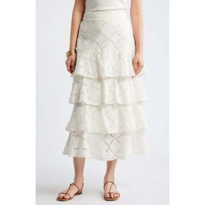 Treasure & Bond Treasure & Bond Tiered Eyelet Embroidered Maxi Skirt