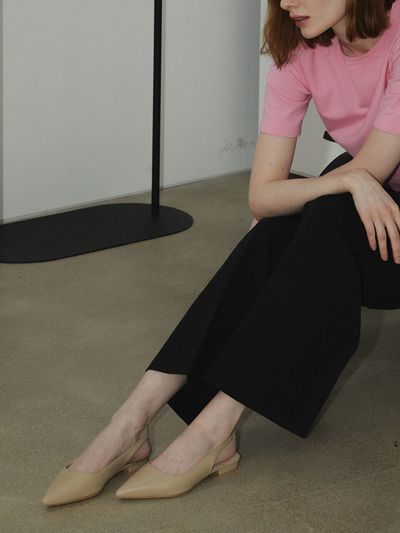 treten Pointed Toe Slingback Flat Shoes_4 Colors