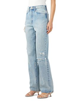 Triarchy Triarchy Primrose High Rise Relaxed Jeans in Metallic Moonwashed Indigo