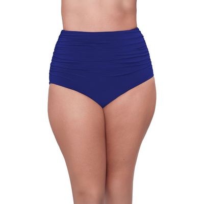 Trimshaper Trimshaper High Waist Shirred Plus Size Control Swim Brief