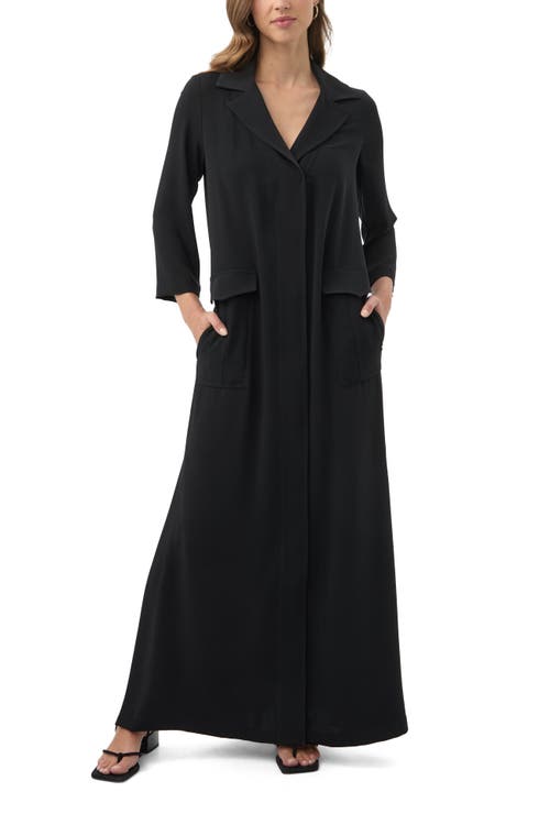 black sheath dress long sleeve Lyndon Long Sleeve Slinky Maxi Dress - Black