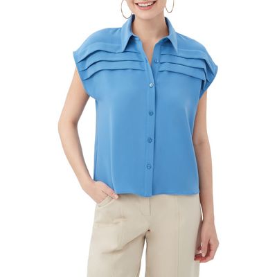 Trina Turk Trina Turk Cheri Cap Sleeve Pleat Front Top