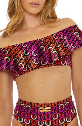 Trina Turk Trina Turk Echo Ruffle Off the Shoulder Bandeau Bikini Top
