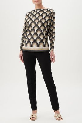 Trina Turk Trina Turk Minato Printed Knit Jacquard Long Sleeve Top