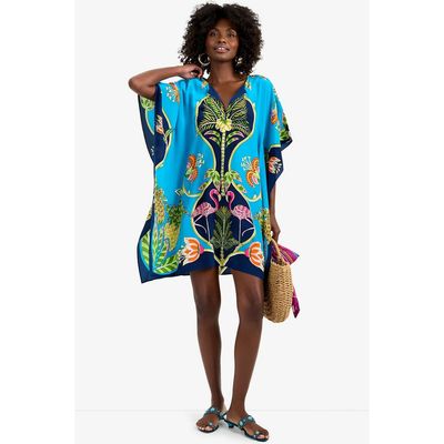 Trina Turk Trina Turk Theodora Tiger Lily Printed Silk Caftan Dress 