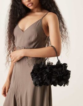 True Decadence True Decadence 3D floral clutch purse in black