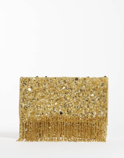 True Decadence True Decadence beaded envelope clutch in gold