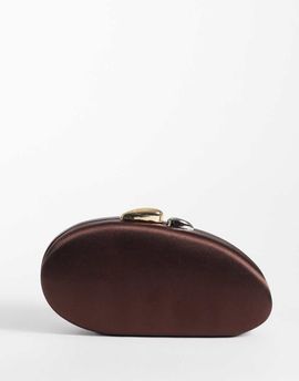 True Decadence True Decadence clutch bag in dark chocolate satin-Brown