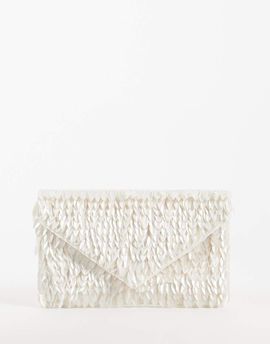 True Decadence True Decadence envelope clutch bag in cream sequin-White