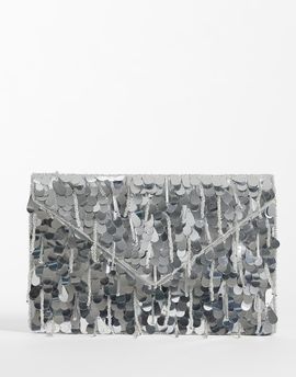 True Decadence True Decadence envelope clutch bag in silver sequin