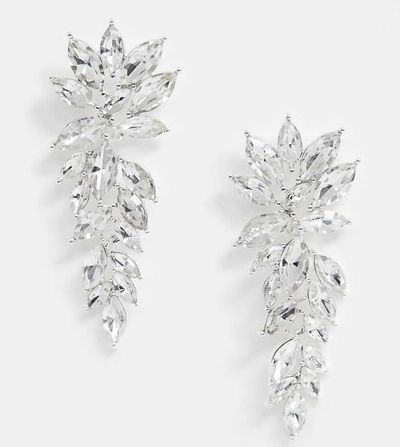 True Decadence True Decadence Exclusive drop earrings in rhinestone leaf design-Silver