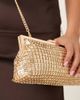 True Decadence True Decadence floral sequin long clutch bag in gold - 2