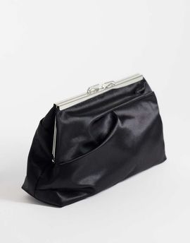 True Decadence True Decadence framed clutch bag in black satin