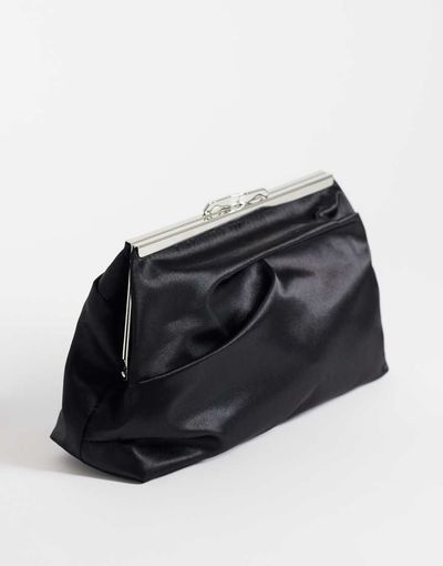 True Decadence True Decadence framed clutch bag in black satin
