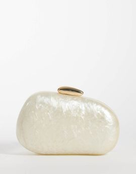 True Decadence True Decadence hard shell clutch bag in cream-White