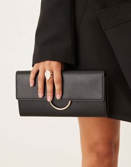True Decadence True Decadence minimal PU clutch bag in black