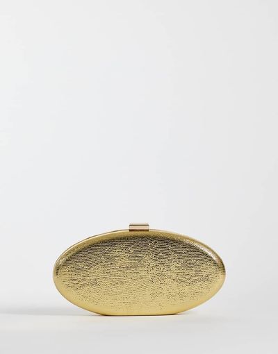 True Decadence True Decadence oval hard clutch bag in textured gold
