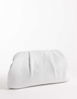 True Decadence True Decadence pleated pillow clutch purse with crossbody strap in cream-White