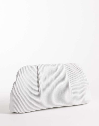 True Decadence True Decadence pleated pillow clutch purse with crossbody strap in cream-White
