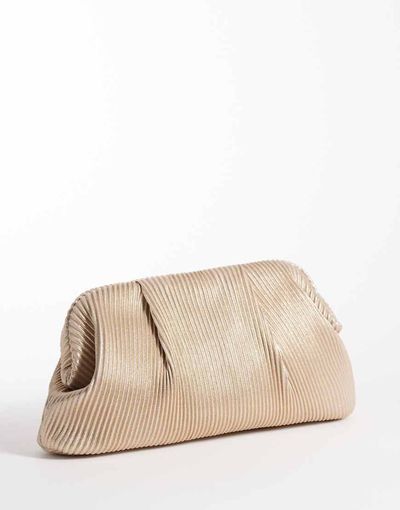 True Decadence True Decadence pleated pillow clutch purse with crossbody strap in gold