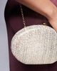 True Decadence True Decadence round structured woven clutch bag in gold metallic - 2