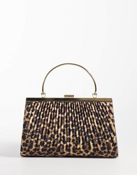 True Decadence True Decadence top handle clutch bag in leopard satin-Multi