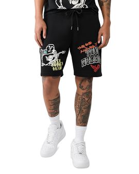True Religion True Religion 8 Logo Graphic Fleece Drawstring Shorts