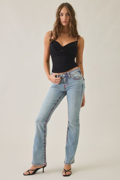 TRUE RELIGION True Religion Becca Sierra Haze Big T Flap Mid-Rise Bootcut Jeans in Sierra Haze, Women's at Urban Outfitters