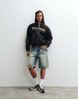 True Religion True Religion bobby flap pocket denim shorts with raw hem in lightwash blue