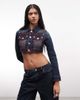 True Religion True Religion cropped contrast stitch denim jacket in dark blue - 1