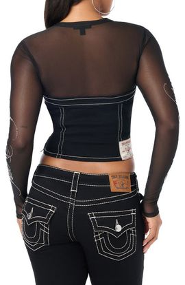 True Religion True Religion Crystal Mesh Denim Bustier Top
