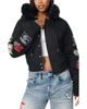 True Religion True Religion Faux Fur Trim Embroidered Hooded Jacket - 1