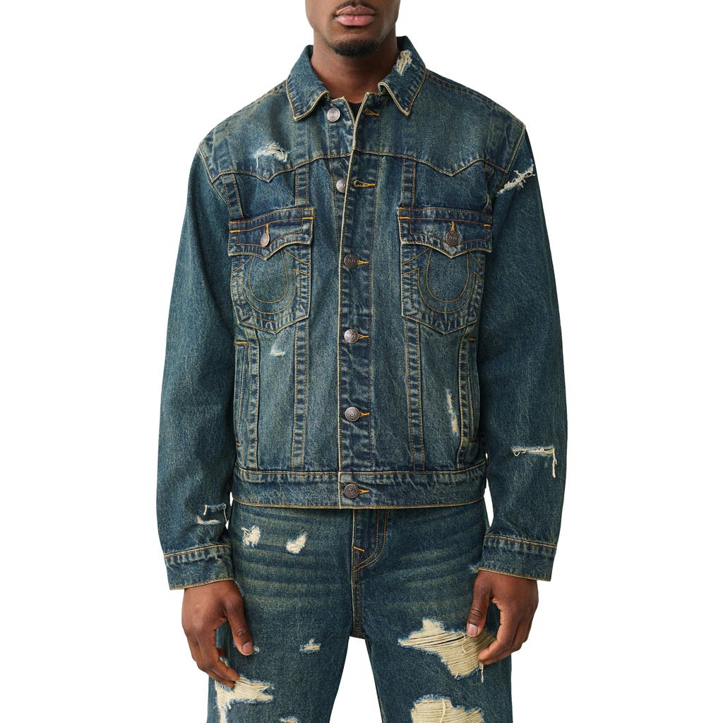 True Religion True Religion Jimmy Destroyed Oversize Denim Jacket