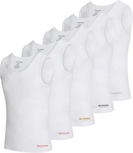 True Religion True Religion Lightweight Tank Tops for Men, 5 Pack Classic Ribbed Cotton Mens Undershirts