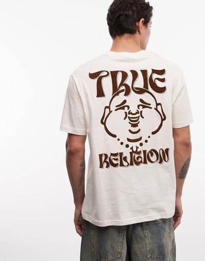 True Religion True Religion logo buddha face T-shirt in winter white