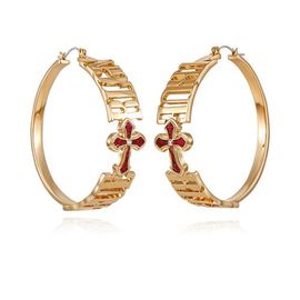 True Religion True Religion Logo Cross Hoop Earrings