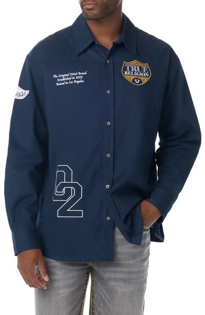 True Religion True Religion Logo Graphic Long Sleeve Cotton Shirt