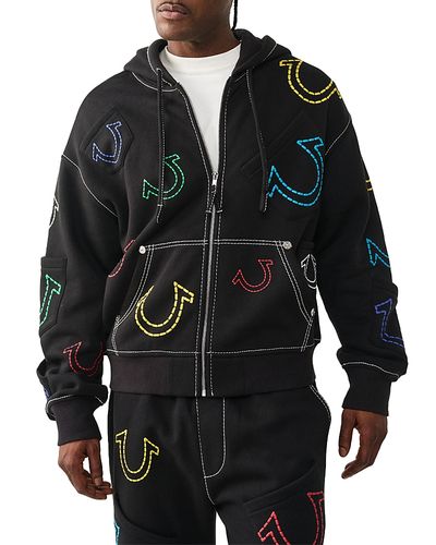 True Religion True Religion Logo Patch Zip Up Hoodie