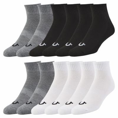 True Religion True Religion Mens Socks Ankle Socks for Men 6 & 12 Pairs Quarter Premium Athletic Shoe Size 8-12